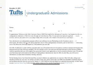 Tufts University 入學通知信小圖