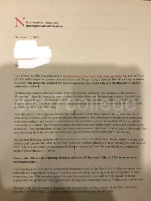 Northeastern University 入學通知信小圖
