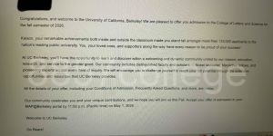 UC Berkeley  入學通知信小圖